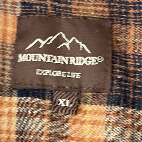 Mountain Ridge Explore Life Men's Long Sleeve Orange Navy Plaid Shirt XL Buttons - Picture 6 of 9